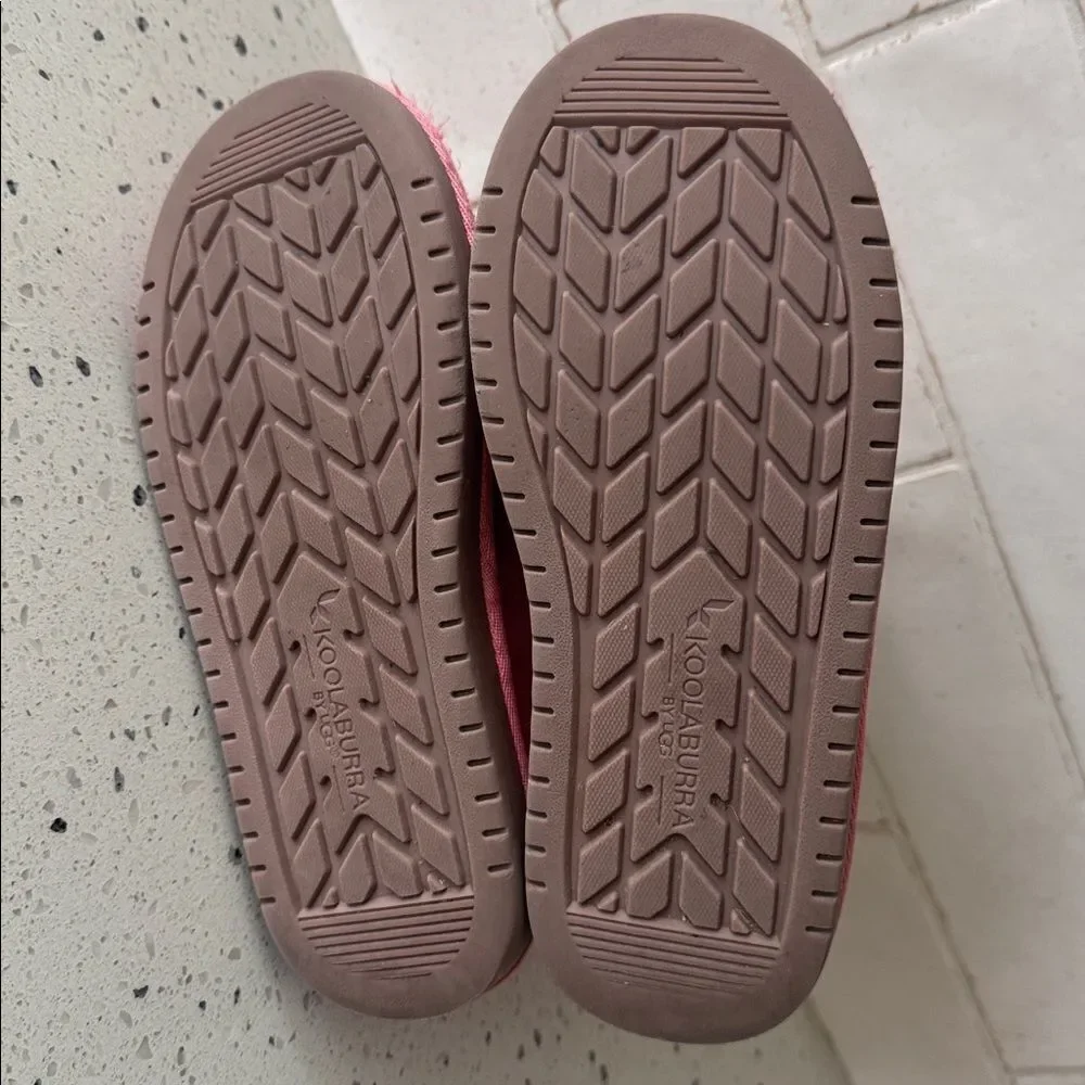 Koolaburra by UGG Suede Leather Pink Cream Warm Cozy Lined Girls Boots Size 2
